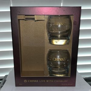 CHIVAS Regal Gold Logo Set of Two Highball Glasses 3.5" Tall